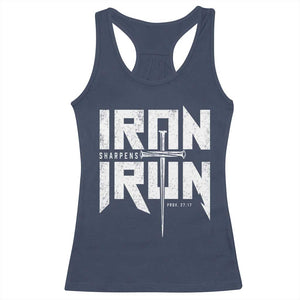 Iron Sharpens Iron Racerback Tank Top Christian Bible Scripture Gym Workout TS11 Navy Print Your Wear