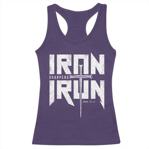Iron Sharpens Iron Racerback Tank Top Christian Bible Scripture Gym Workout TS11 Purple Print Your Wear