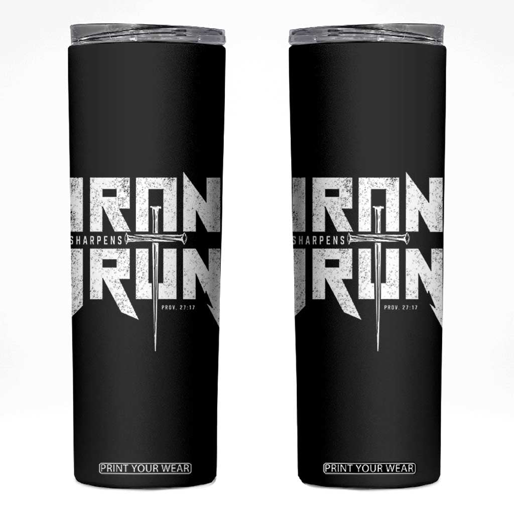 Iron Sharpens Iron Skinny Tumbler Christian Bible Scripture Gym Workout TS11 Black Print Your Wear