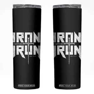 Iron Sharpens Iron Skinny Tumbler Christian Bible Scripture Gym Workout TS11 Black Print Your Wear