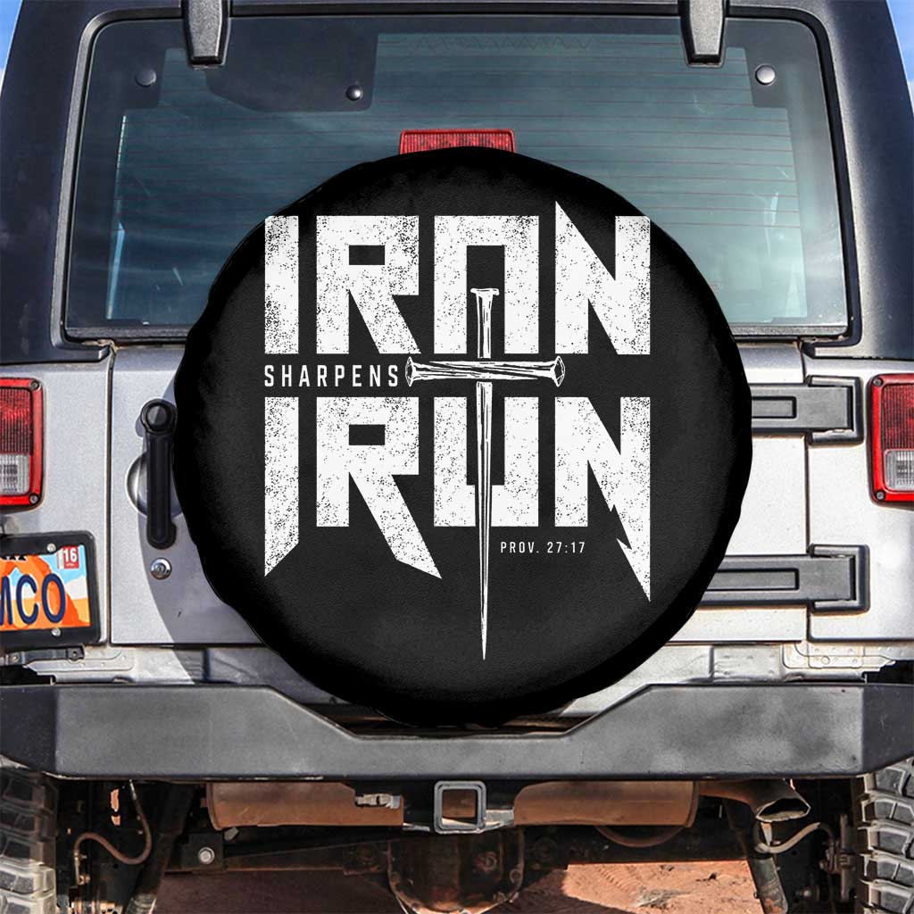 Iron Sharpens Iron Spare Tire Cover Christian Bible Scripture Gym Workout TS11 No hole Black Print Your Wear