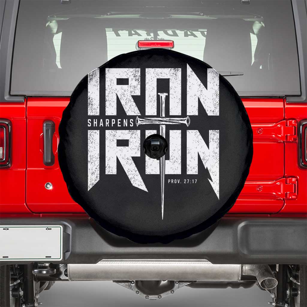 Iron Sharpens Iron Spare Tire Cover Christian Bible Scripture Gym Workout TS11 Black Print Your Wear