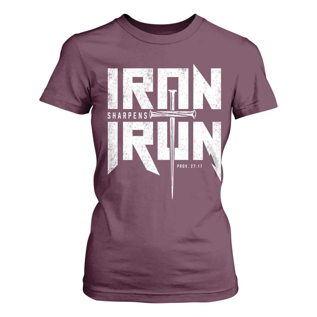 Iron Sharpens Iron T Shirt For Women Christian Bible Scripture Gym Workout TS11 Maroon Print Your Wear