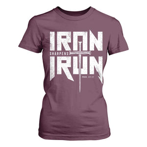 Iron Sharpens Iron T Shirt For Women Christian Bible Scripture Gym Workout TS11 Maroon Print Your Wear