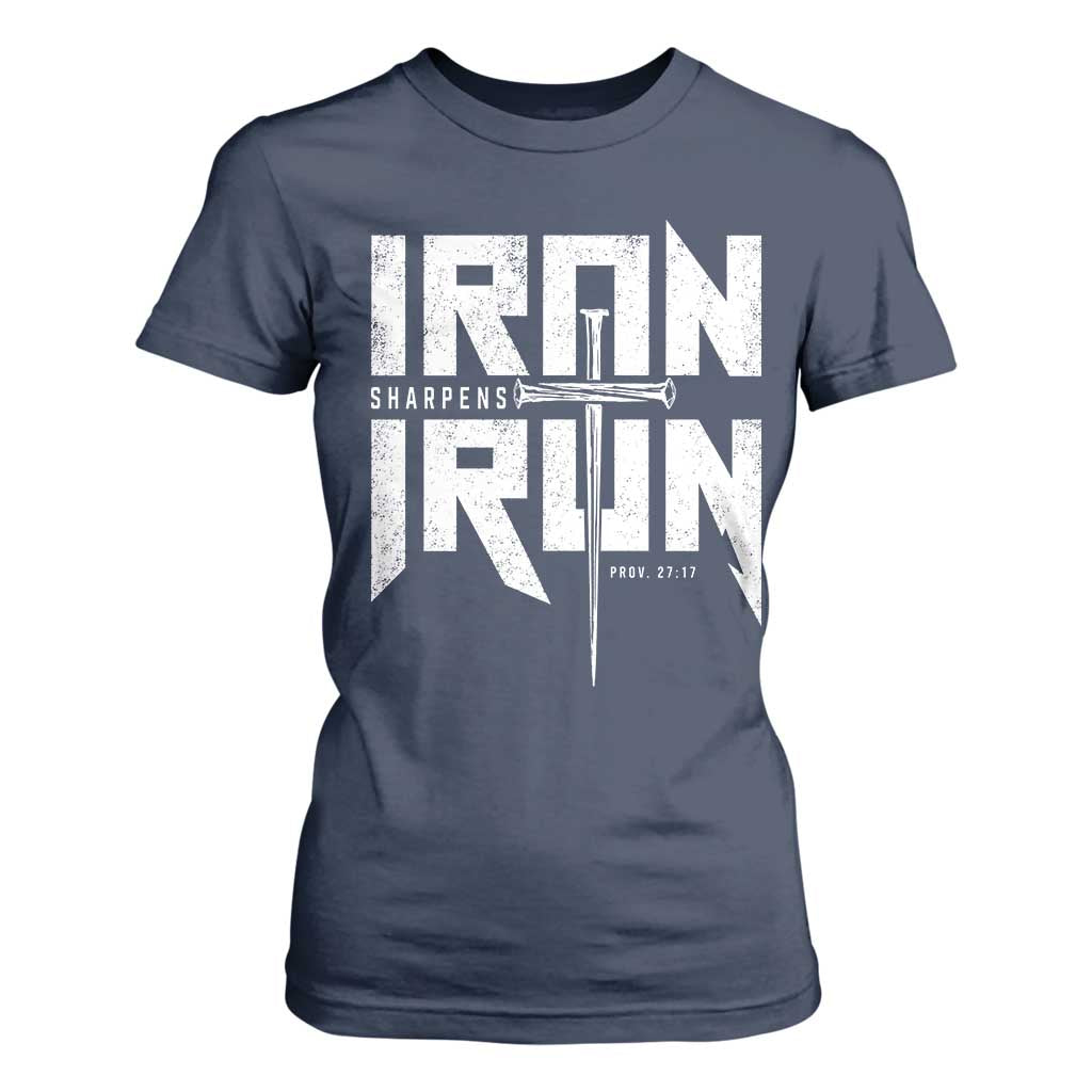Iron Sharpens Iron T Shirt For Women Christian Bible Scripture Gym Workout TS11 Navy Print Your Wear