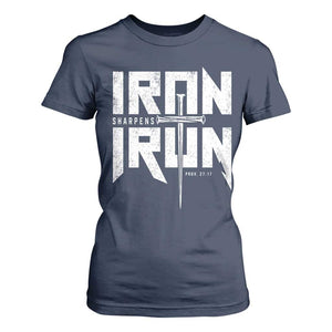 Iron Sharpens Iron T Shirt For Women Christian Bible Scripture Gym Workout TS11 Navy Print Your Wear