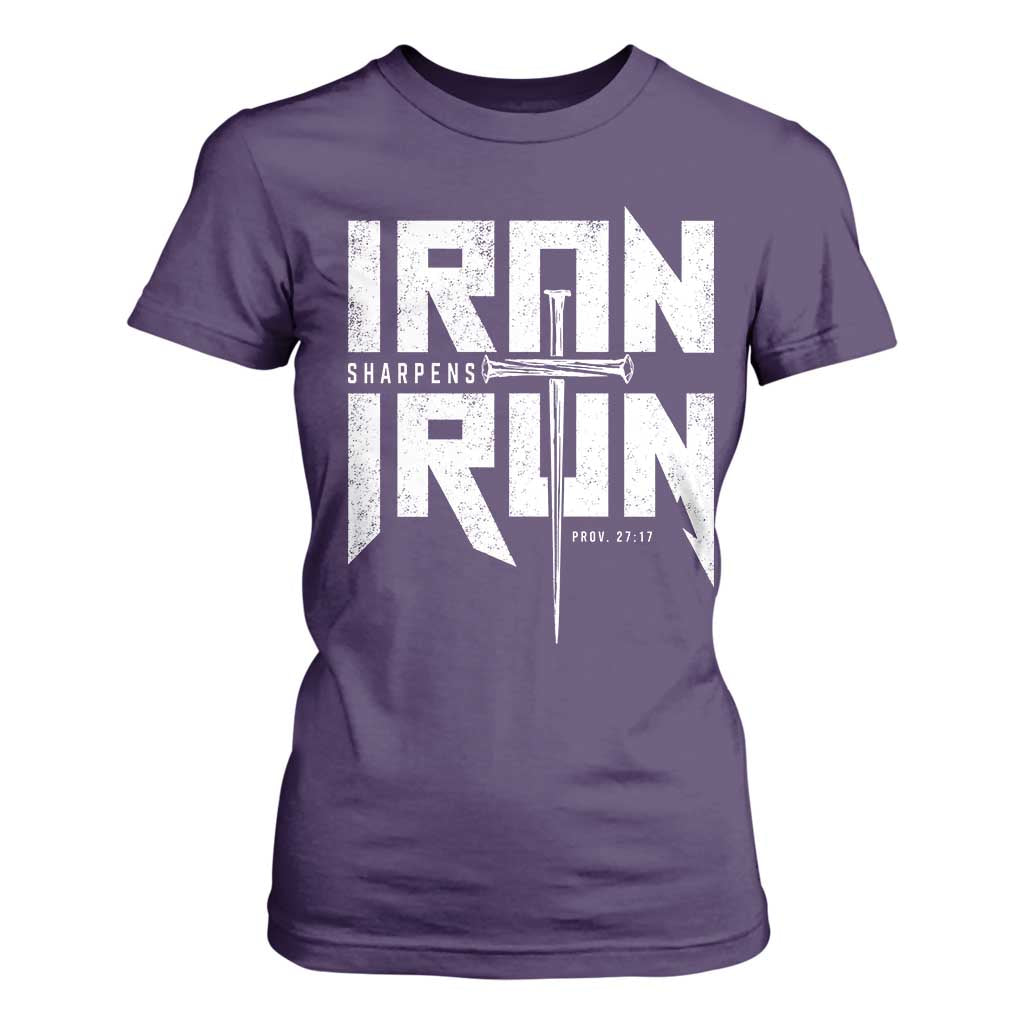 Iron Sharpens Iron T Shirt For Women Christian Bible Scripture Gym Workout TS11 Purple Print Your Wear