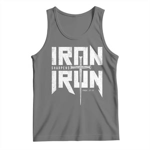 Iron Sharpens Iron Tank Top Christian Bible Scripture Gym Workout TS11 Black Heather Print Your Wear