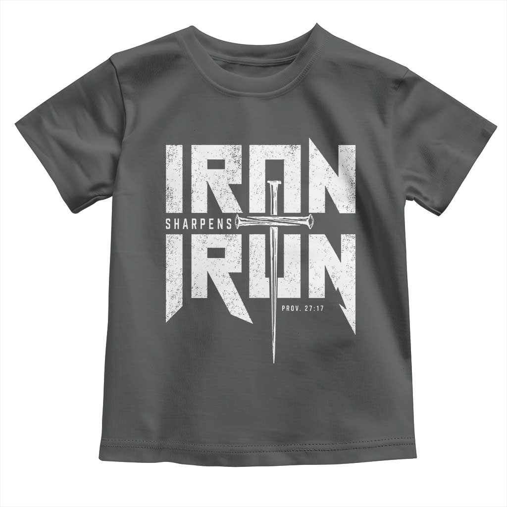 Iron Sharpens Iron Toddler T Shirt Christian Bible Scripture Gym Workout TS11 Dark Heather Print Your Wear