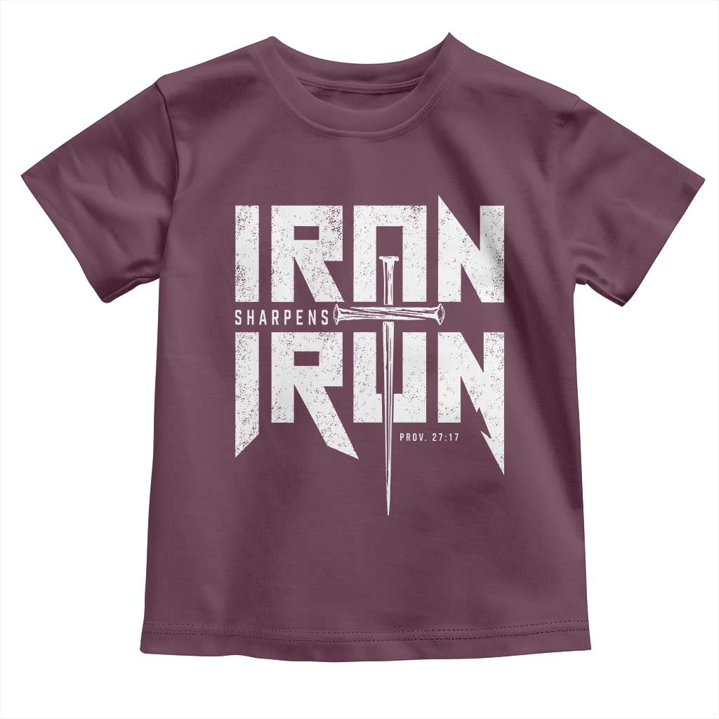 Iron Sharpens Iron Toddler T Shirt Christian Bible Scripture Gym Workout TS11 Maroon Print Your Wear