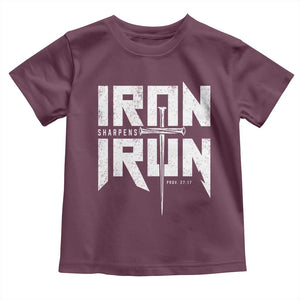 Iron Sharpens Iron Toddler T Shirt Christian Bible Scripture Gym Workout TS11 Maroon Print Your Wear