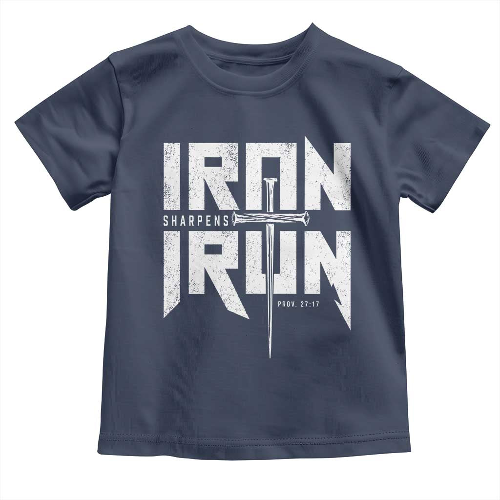 Iron Sharpens Iron Toddler T Shirt Christian Bible Scripture Gym Workout TS11 Navy Print Your Wear