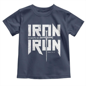 Iron Sharpens Iron Toddler T Shirt Christian Bible Scripture Gym Workout TS11 Navy Print Your Wear