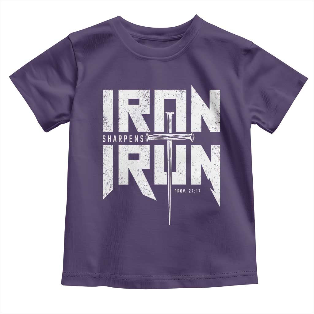 Iron Sharpens Iron Toddler T Shirt Christian Bible Scripture Gym Workout TS11 Purple Print Your Wear