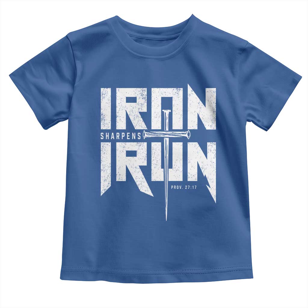 Iron Sharpens Iron Toddler T Shirt Christian Bible Scripture Gym Workout TS11 Royal Blue Print Your Wear