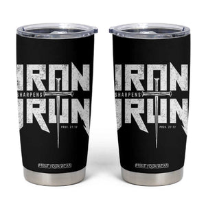 Iron Sharpens Iron Tumbler Cup Christian Bible Scripture Gym Workout TS11 Black Print Your Wear
