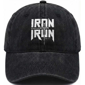Iron Sharpens Iron Washed Cotton Baseball Cap Christian Bible Scripture Gym Workout TS11 Print Your Wear