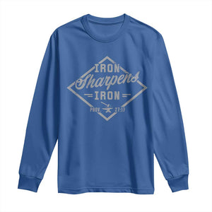 Iron Sharpens Iron Long Sleeve Shirt Christian Faith Scripture Nail Jesus Cross TS11 Royal Blue Print Your Wear