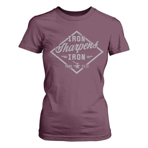 Iron Sharpens Iron T Shirt For Women Christian Faith Scripture Nail Jesus Cross TS11 Maroon Print Your Wear