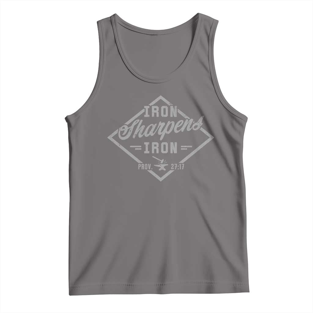 Iron Sharpens Iron Tank Top Christian Faith Scripture Nail Jesus Cross TS11 Deep Heather Print Your Wear