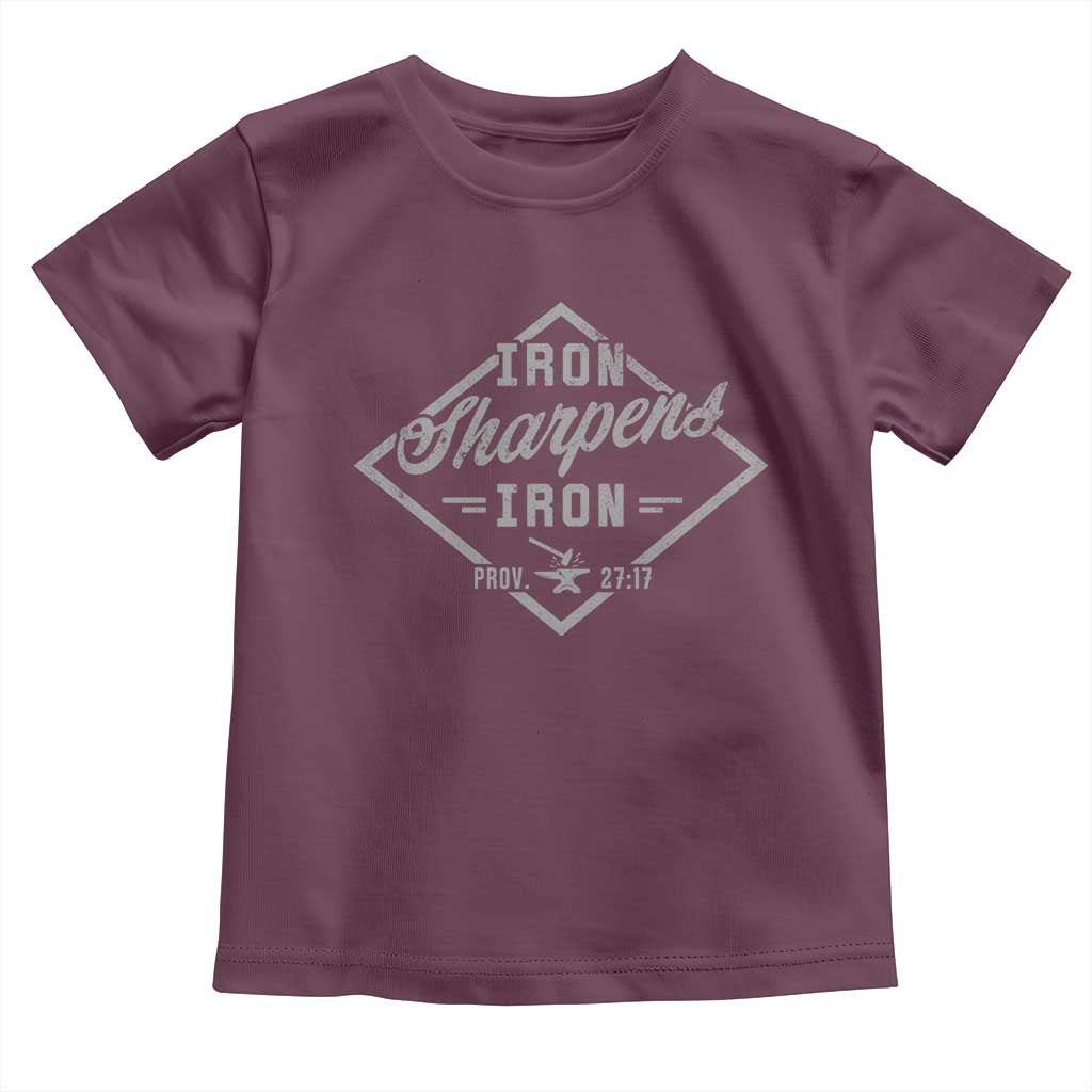 Iron Sharpens Iron Toddler T Shirt Christian Faith Scripture Nail Jesus Cross TS11 Maroon Print Your Wear