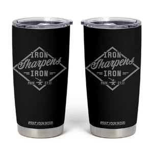 Iron Sharpens Iron Tumbler Cup Christian Faith Scripture Nail Jesus Cross TS11 Black Print Your Wear