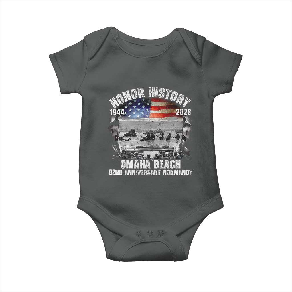 Omaha Beach D Day Baby Onesie 82nd Anniversary Honor History Normandy WWII TS11 Dark Heather Print Your Wear