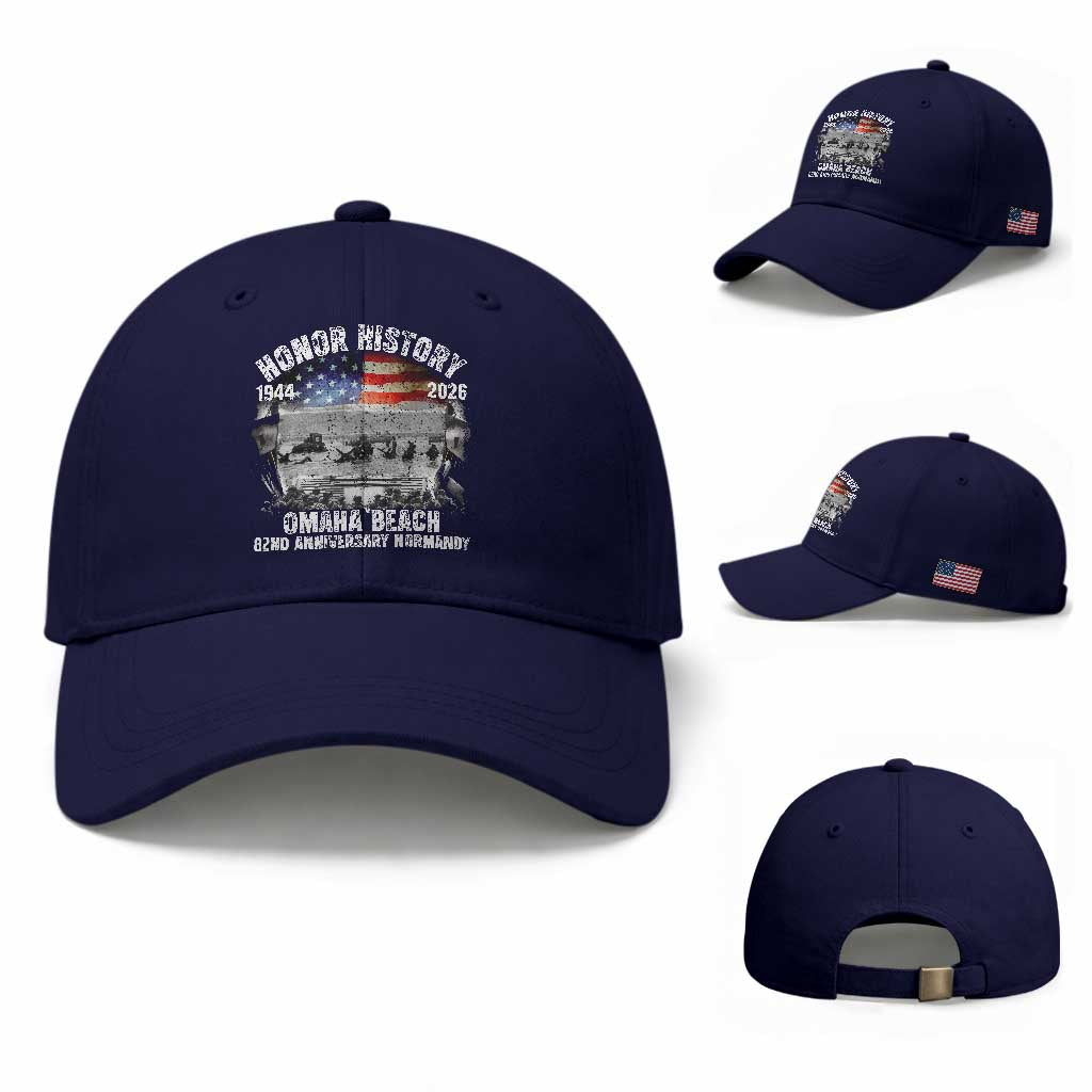 Omaha Beach D Day Baseball Cap 82nd Anniversary Honor History Normandy WWII TS11 Baseball Cap Universal Fit Dark Blue Print Your Wear