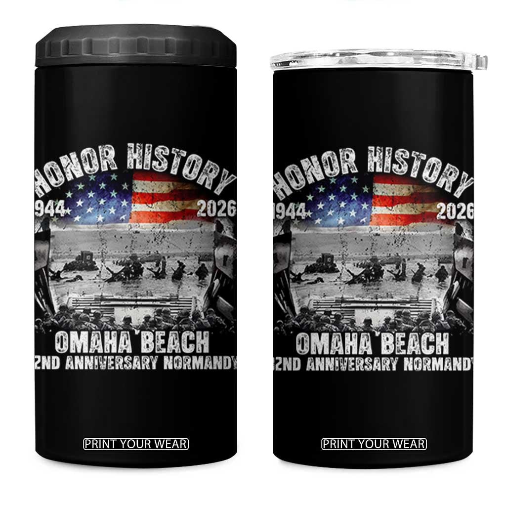 Omaha Beach D Day 4 in 1 Can Cooler Tumbler 82nd Anniversary Honor History Normandy WWII TS11 One Size: 16 oz Black Print Your Wear