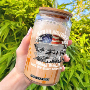 Omaha Beach D Day Glass Can 82nd Anniversary Honor History Normandy WWII TS11 Black Print Your Wear