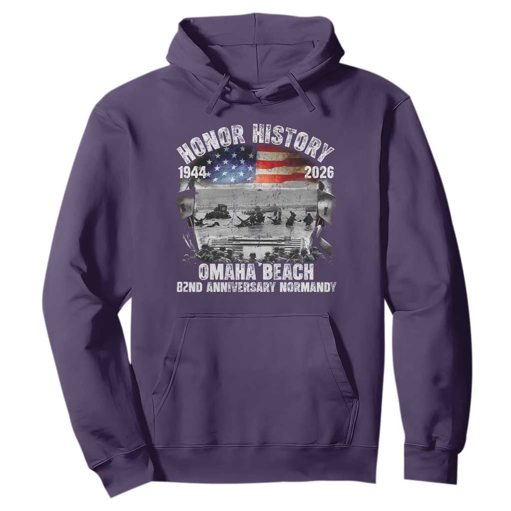 Omaha Beach D Day Hoodie 82nd Anniversary Honor History Normandy WWII TS11 Purple Print Your Wear