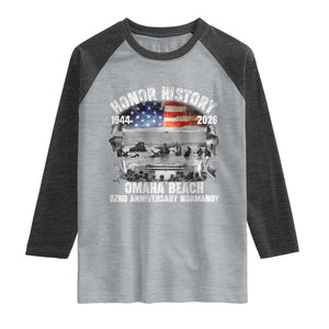 Omaha Beach D Day Raglan Shirt 82nd Anniversary Honor History Normandy WWII TS11 Heather Gray Heather Charcoal Print Your Wear