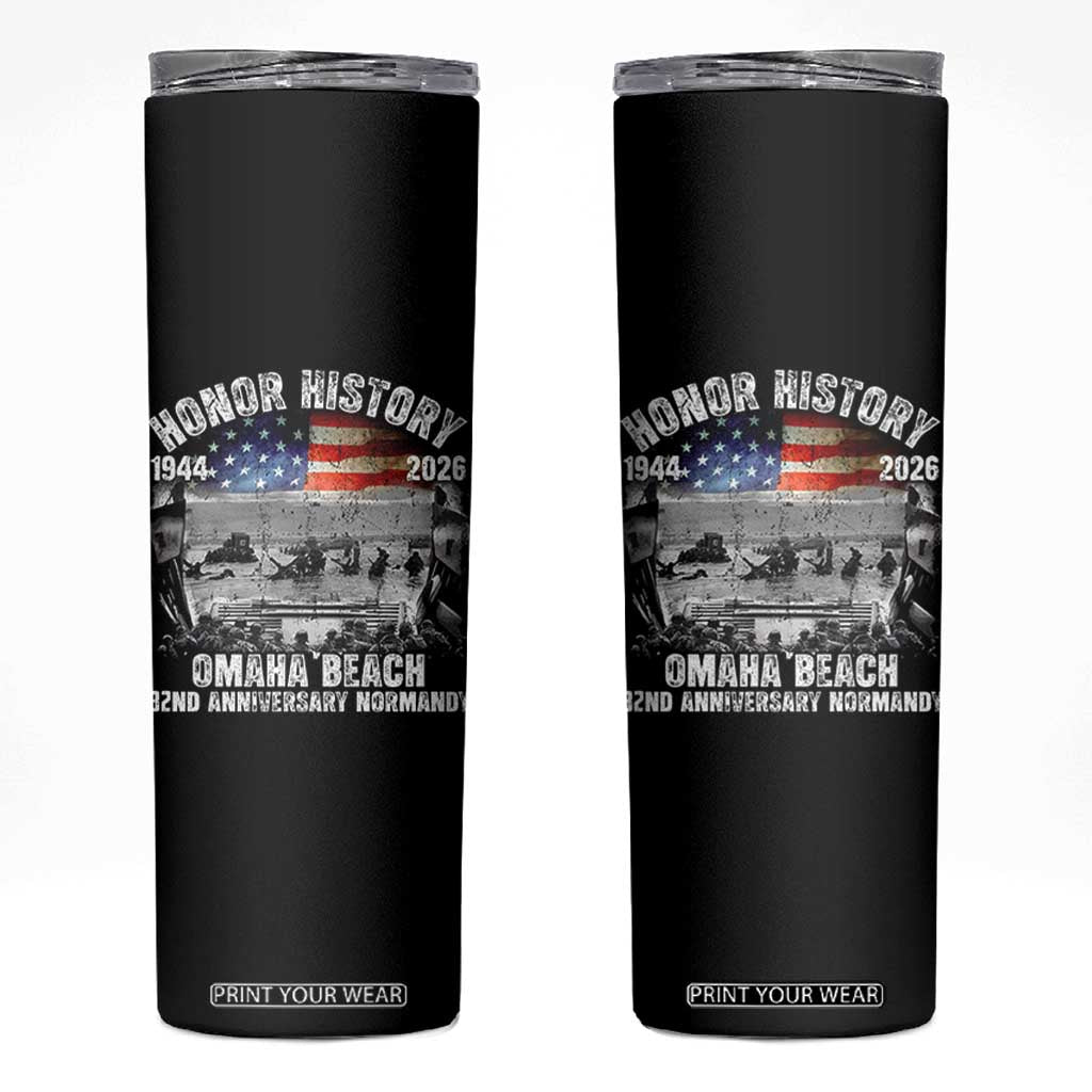 Omaha Beach D Day Skinny Tumbler 82nd Anniversary Honor History Normandy WWII TS11 Black Print Your Wear