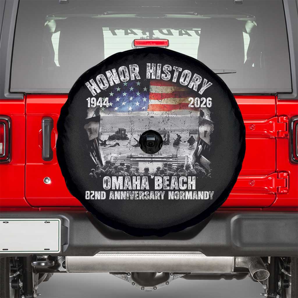 Omaha Beach D Day Spare Tire Cover 82nd Anniversary Honor History Normandy WWII TS11 Black Print Your Wear