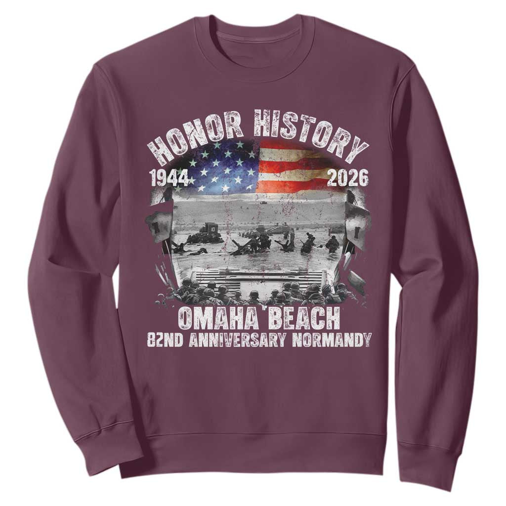 Omaha Beach D Day Sweatshirt 82nd Anniversary Honor History Normandy WWII TS11 Maroon Print Your Wear