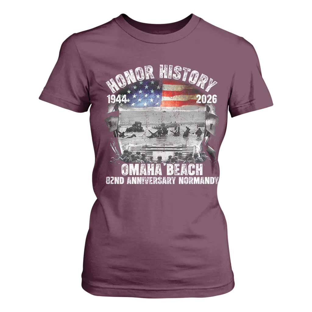 Omaha Beach D Day T Shirt For Women 82nd Anniversary Honor History Normandy WWII TS11 Maroon Print Your Wear