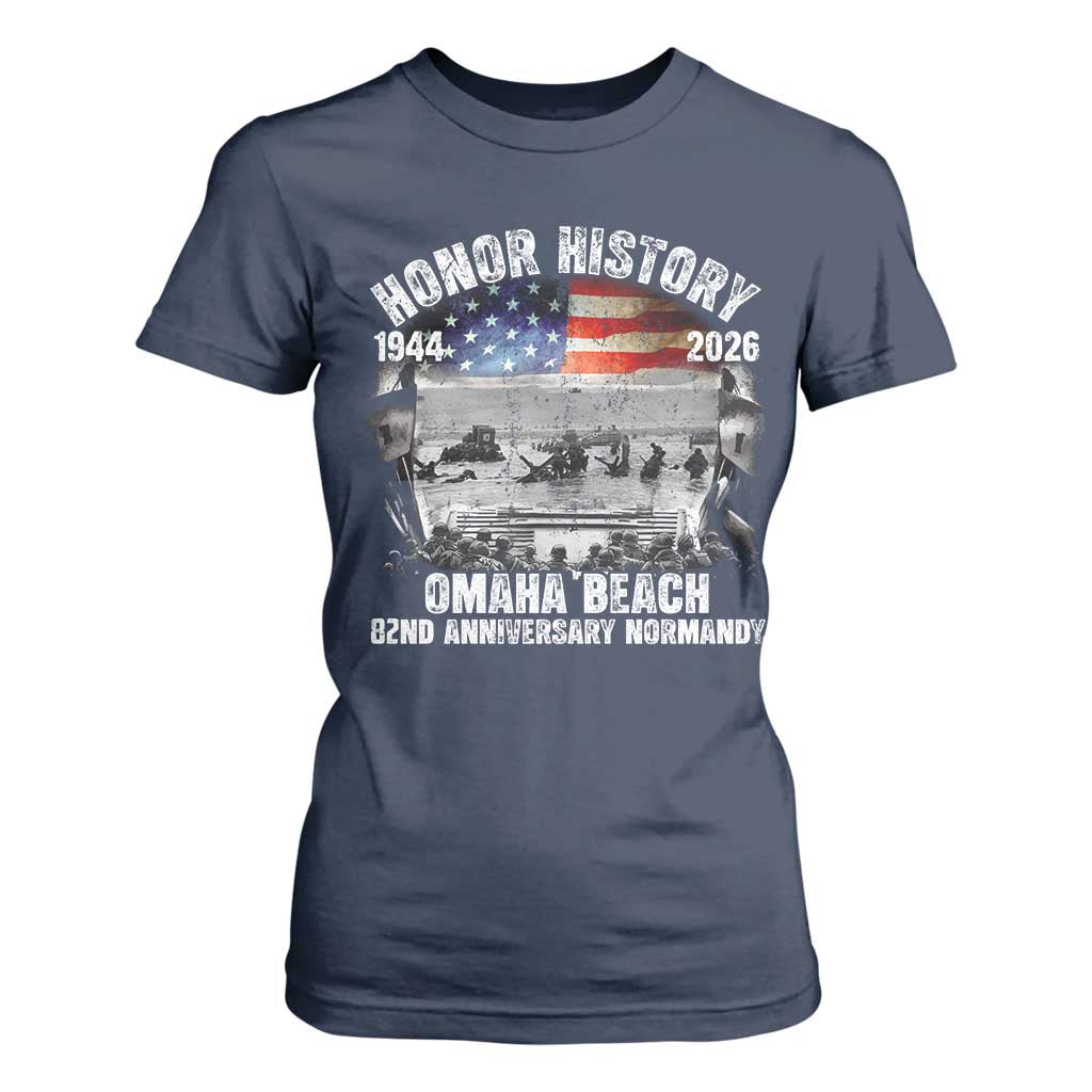 Omaha Beach D Day T Shirt For Women 82nd Anniversary Honor History Normandy WWII TS11 Navy Print Your Wear
