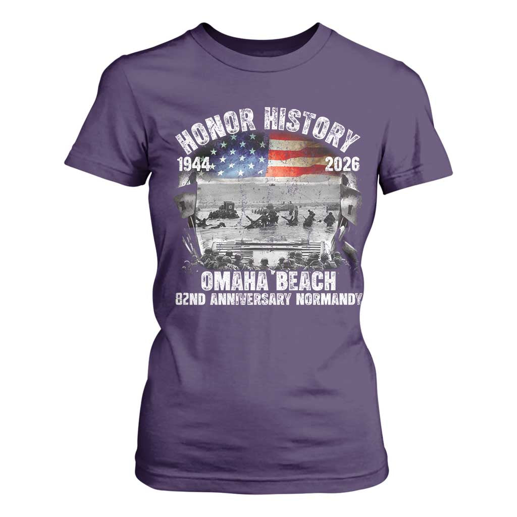 Omaha Beach D Day T Shirt For Women 82nd Anniversary Honor History Normandy WWII TS11 Purple Print Your Wear
