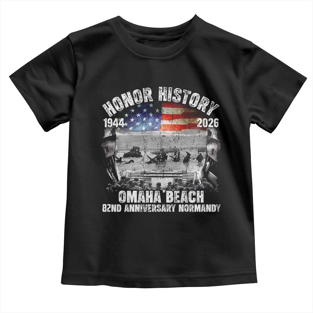 Omaha Beach D Day Toddler T Shirt 82nd Anniversary Honor History Normandy WWII TS11 Black Print Your Wear