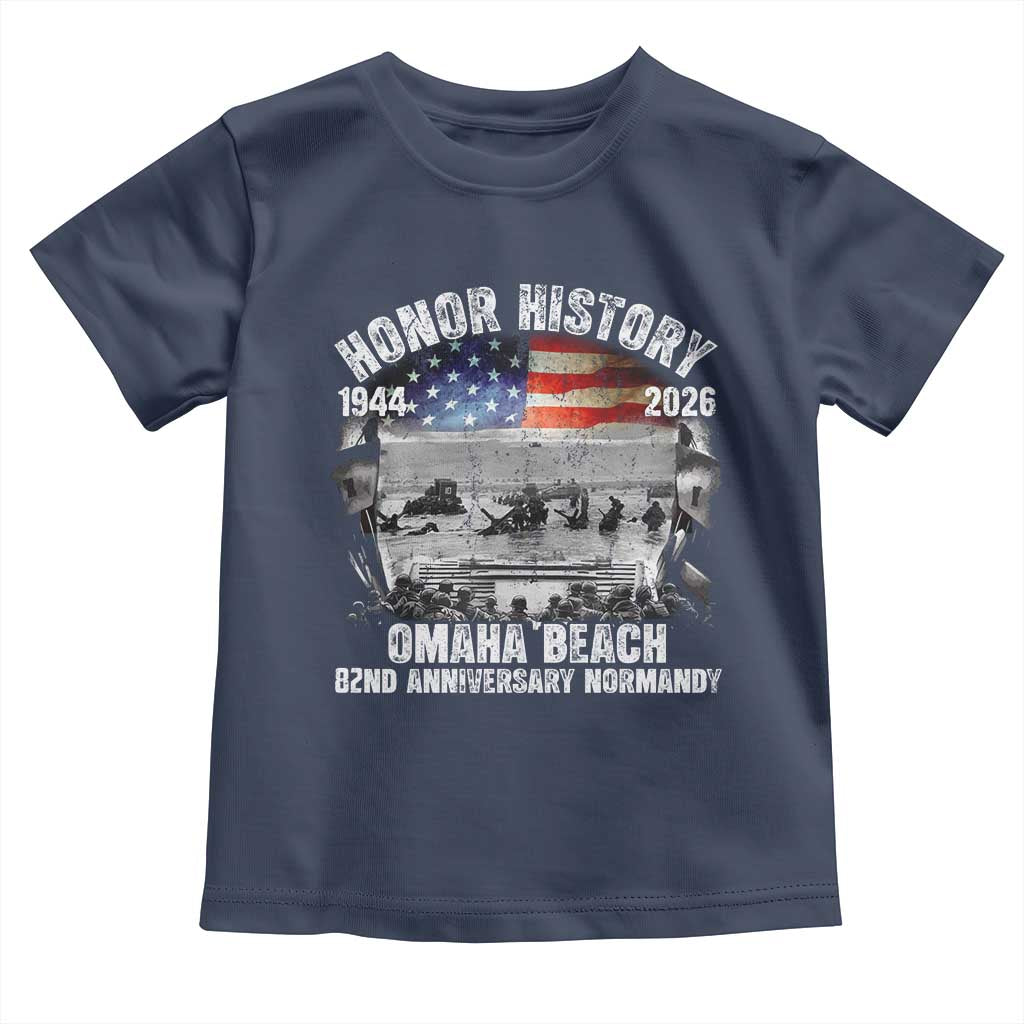 Omaha Beach D Day Toddler T Shirt 82nd Anniversary Honor History Normandy WWII TS11 Navy Print Your Wear