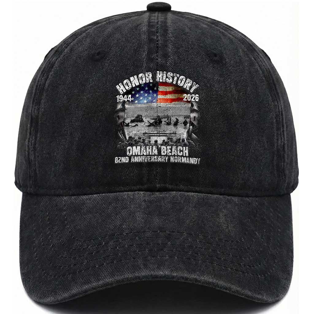 Omaha Beach D Day Washed Cotton Baseball Cap 82nd Anniversary Honor History Normandy WWII TS11 Print Your Wear