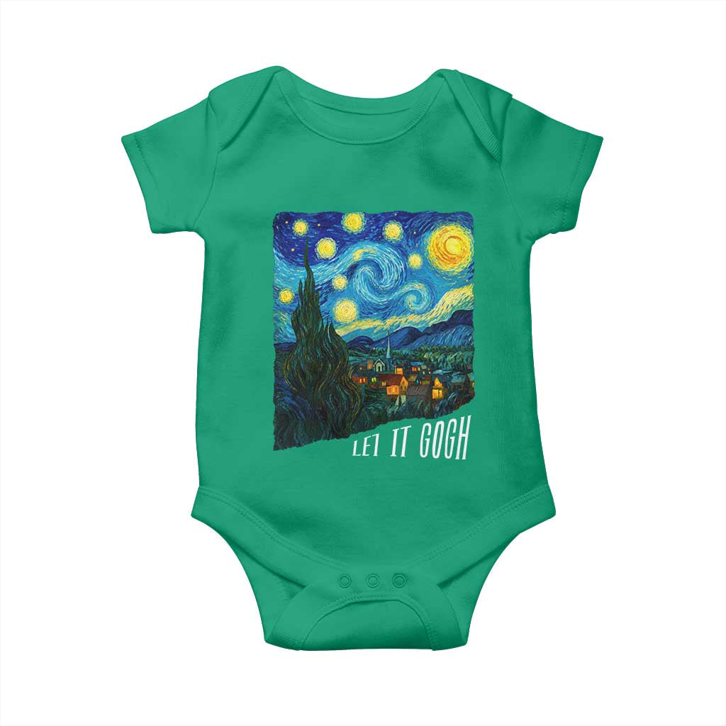 Let It Gogh Funny Vincent Van Gogh Baby Onesie Starry Night Design Art Lover TS11 Irish Green Print Your Wear