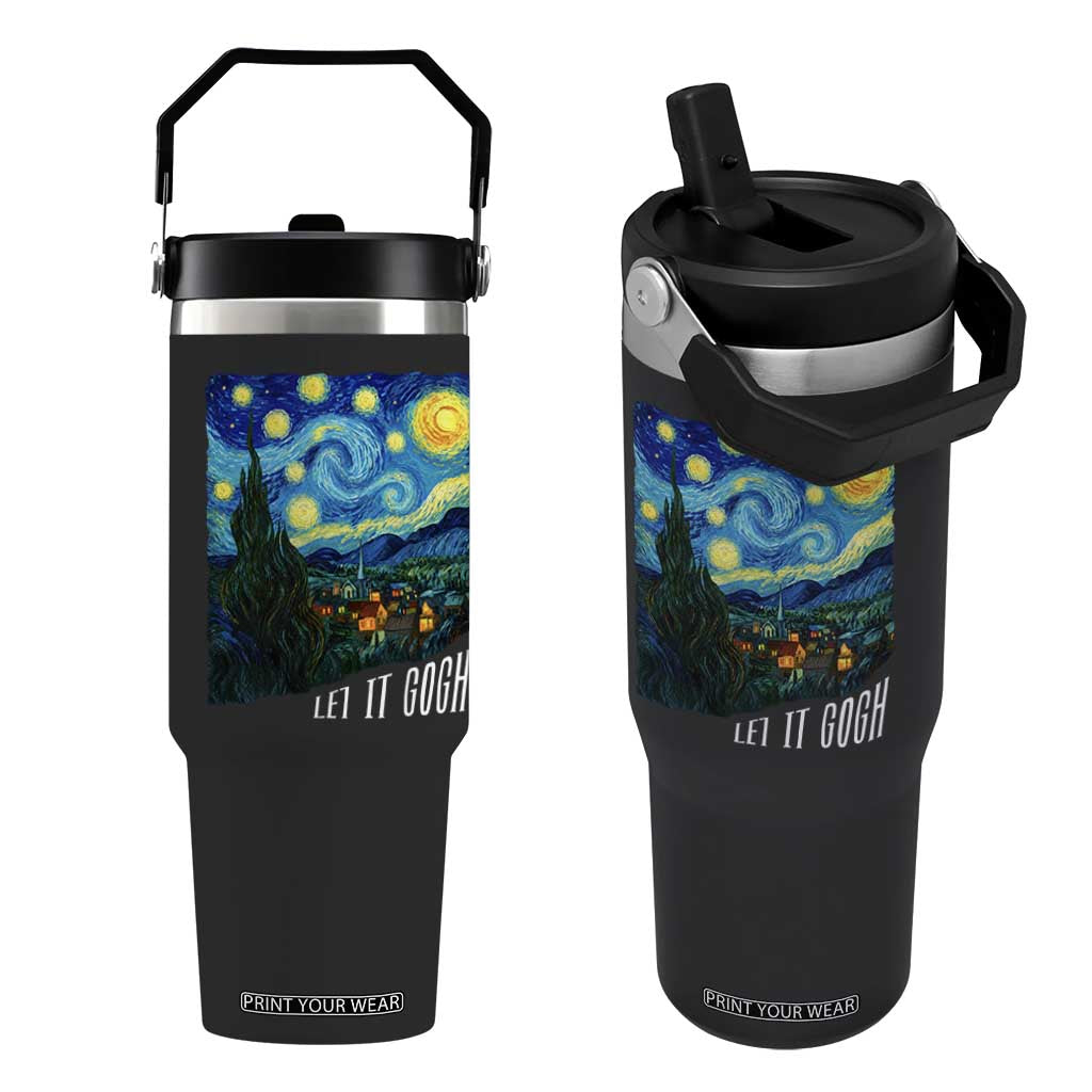 Let It Gogh Funny Vincent Van Gogh Flip Straw Tumbler Starry Night Design Art Lover TS11 One Size: 30 oz Black Print Your Wear