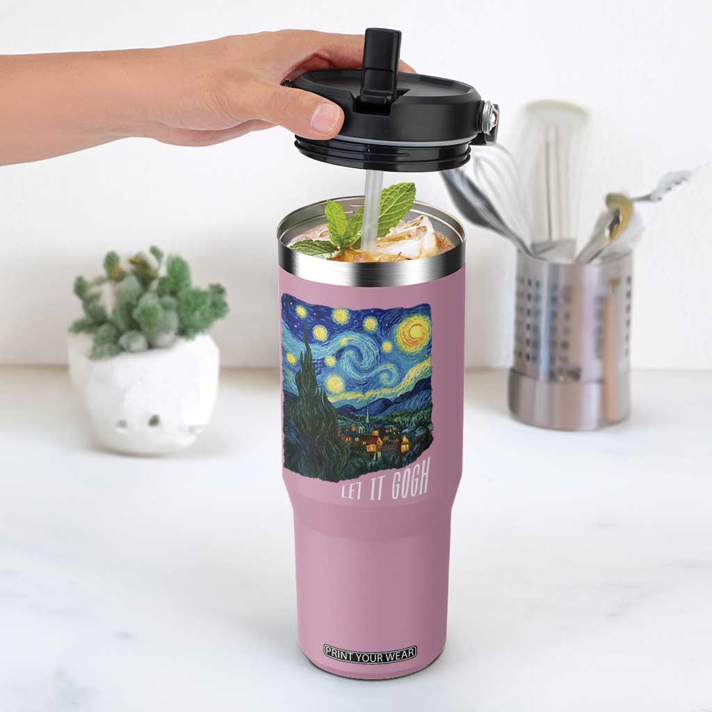 Let It Gogh Funny Vincent Van Gogh Flip Straw Tumbler Starry Night Design Art Lover TS11 One Size: 30 oz Light Pink Print Your Wear