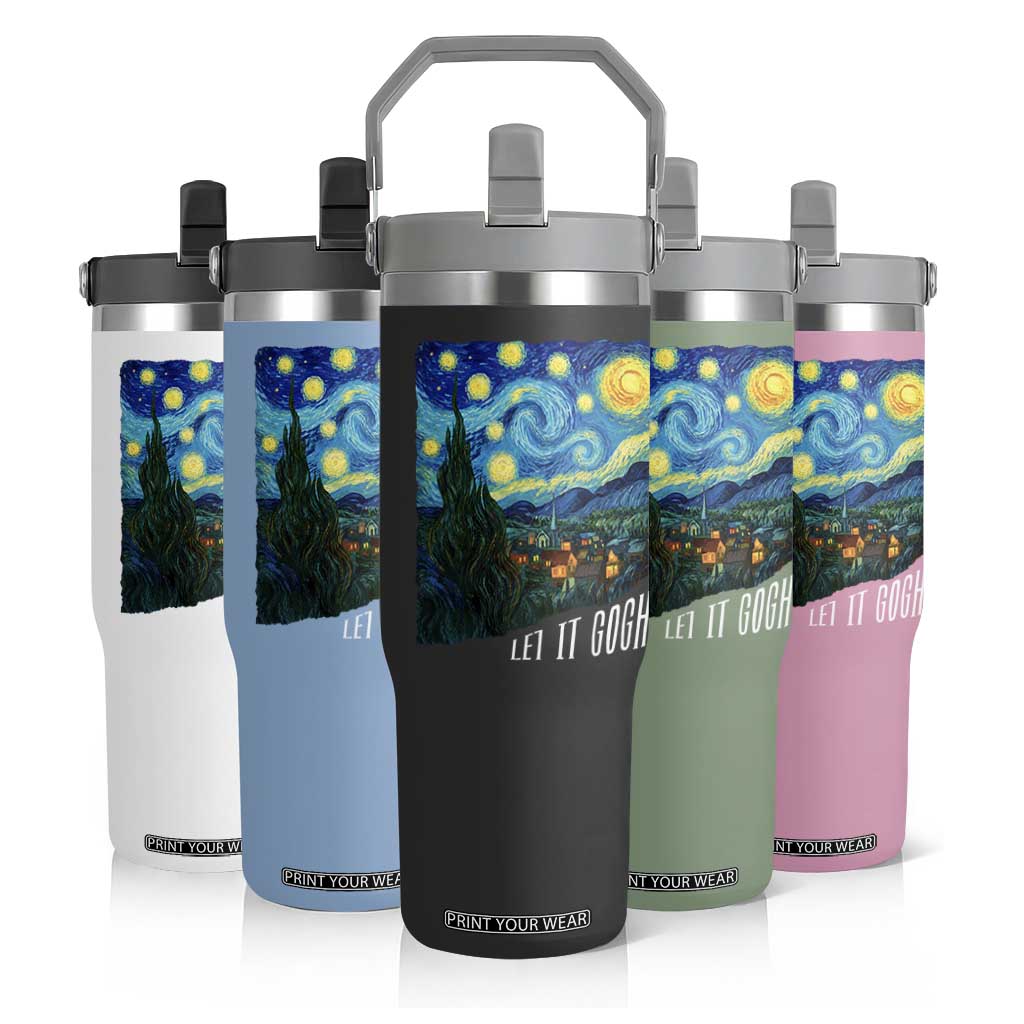 Let It Gogh Funny Vincent Van Gogh Flip Straw Tumbler Starry Night Design Art Lover TS11 Print Your Wear