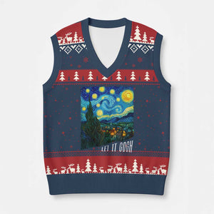 Let It Gogh Funny Vincent Van Gogh V-Neck Knit Sweater Vest Starry Night Design Art Lover TS11 Navy Red Print Your Wear