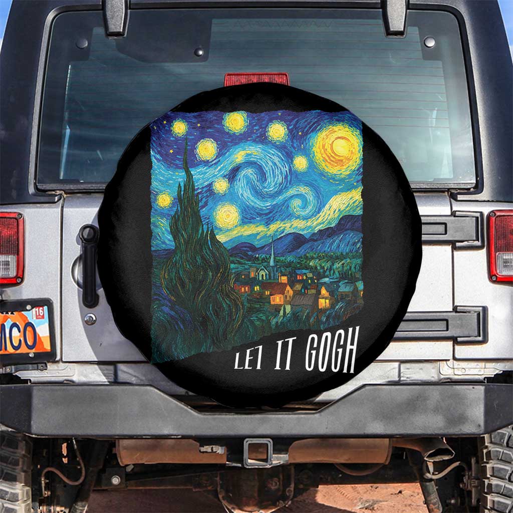 Let It Gogh Funny Vincent Van Gogh Spare Tire Cover Starry Night Design Art Lover TS11 No hole Black Print Your Wear