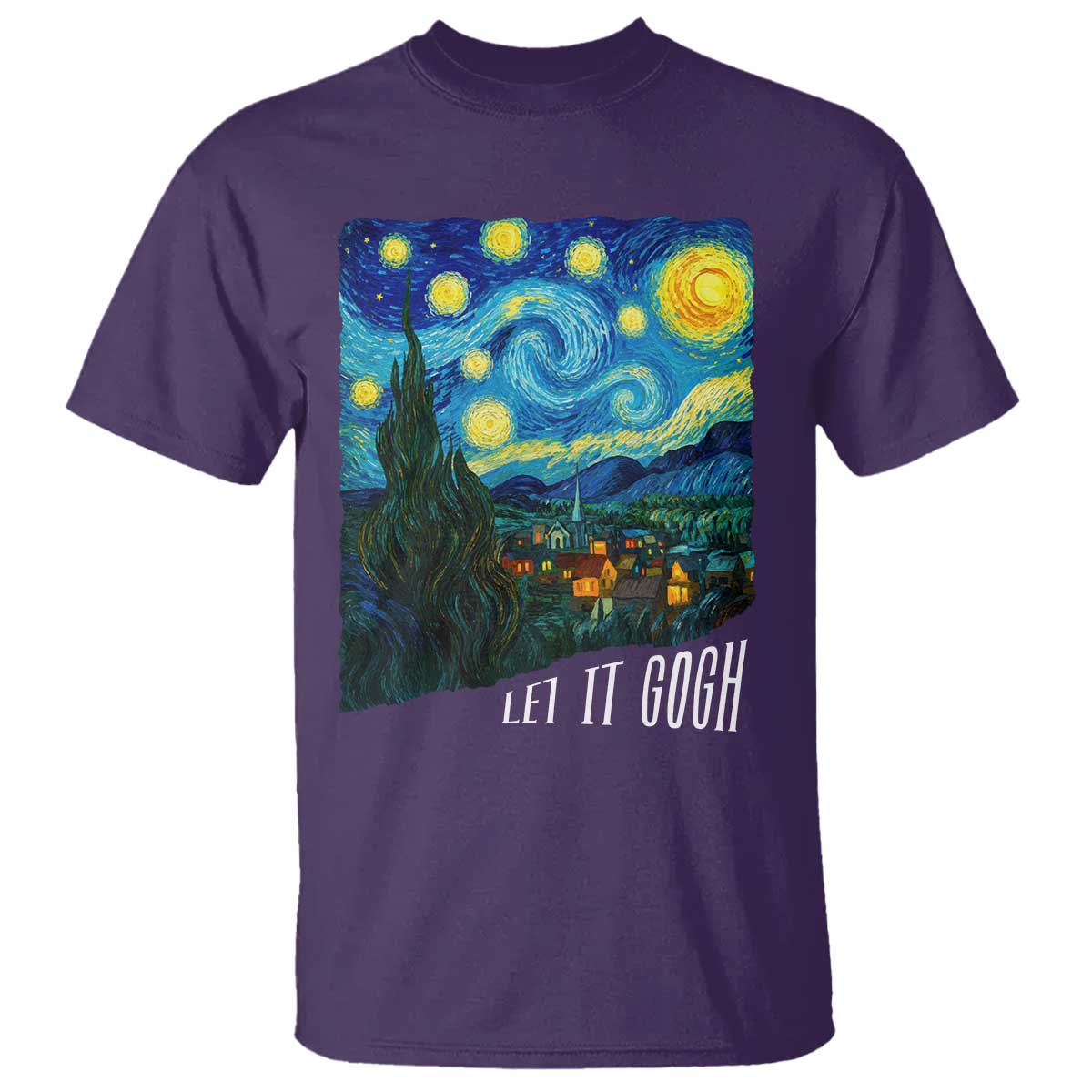Let It Gogh Funny Vincent Van Gogh T Shirt Starry Night Design Art Lover TS11 Purple Print Your Wear