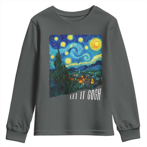 Let It Gogh Funny Vincent Van Gogh Youth Sweatshirt Starry Night Design Art Lover TS11 Dark Heather Print Your Wear