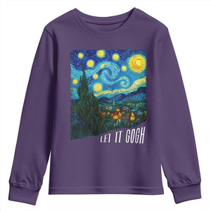 Let It Gogh Funny Vincent Van Gogh Youth Sweatshirt Starry Night Design Art Lover TS11 Purple Print Your Wear